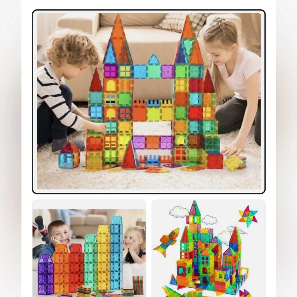 10pcs Magnetic Tiles square tiles Building Blocks Set for Boys Girls Preschool…